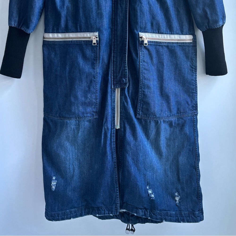 Soia & Kyo Reese Hooded Coat Jacket Blue Denim Coat Size XXS/2 Can Fits to Small - Picture 5 of 17